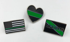 CL5-012 Thin Green Line Pin Set: 3 Law Enforcement Police Pins picture
