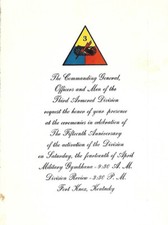 1956 THIRD ARMORED DIVISION 15th Anniversary Invitation