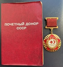 SOVIET PIN BADGE Badge Honored Donor of the USSR With a Document