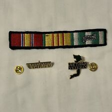 2 Vietnam Hat Lapel Pins Clutch Back And Service Ribbons picture
