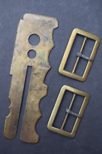 WW1 Brass Button Stick Guard Polisher & Two Brass Belt Buckles picture