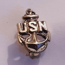 Antique Sterling Silver USN United States Navy Anchor rope lapel Pin picture