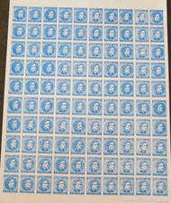 Confederate 5 cent Stamps-5 Sheets of 100-Total 500 Stamps Excellent copies.