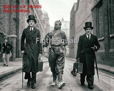 WW2 8x10 Photo creepy photo Print men top hats weird strange black and O7866