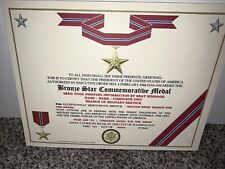 BRONZE STAR MEDAL COMMEMORATIVE CERTIFICATE ~ TYPE-2 w/PRINTING picture