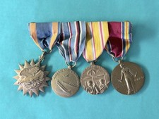 WWII US Navy 4 Medal Set Air Medal Asiatic Pacific Campaign Victory Mounted