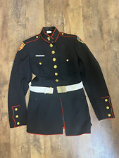 Vintage Marine Corps Dress Blues Jacket Mens 41L Enlisted SNCO Belt Military picture
