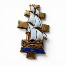 Rare 14 WW2 France Airplane Flag Badge Folk Art Militaria Brooch