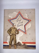 1944 WWII US Military Patriotic Good Luck Soldier Greeting Card M4 SHERMAN TANKS