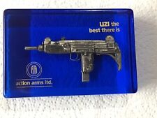Rare Blue Acrylic Action Arms UZI The Best There Is Display Paper Weight picture