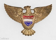 US WW2 American Women's Voluntary Services AWVS Visor Hat Cap Badge Pin Back C83