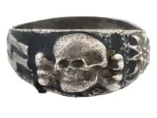 WW2 German Totenkoff Waffen MOUNTAIN TROOPS SILVER RING Size 10 picture
