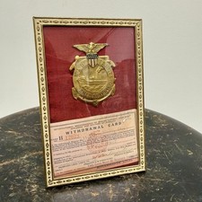 Original Framed Ship Building War Service Badge Numbered Named Female 1944