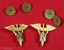 US WW2 Nurse Corps Officer's Collar Brass Device Insignia Pin Flat Clutch M1081 picture