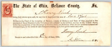 Civil War Farmer Township, OH Defiance 1864 Bounty Receipt - Henry Reed ? picture