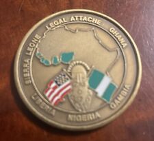 Rare FBI Legal Attaché Ghana Challange Coin. Listing The Countries Covered. picture