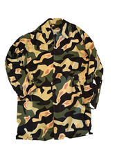 CAMO LONG COAT, UNLINED, AVACADO CAMO, 1960's CZECH, MEDIUM