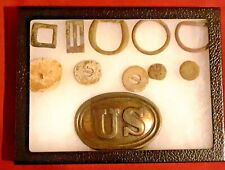 Dug - Civil War - 11 Relics - Buttons - Buckles - US Calvary Buckle picture