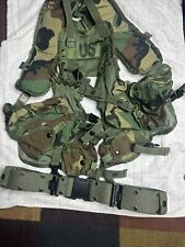 US Military Enhanced Tactical Load Bearing Vest w Pouches Woodland BDU Belt picture
