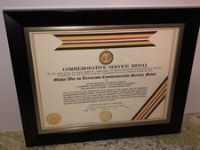 GLOBAL WAR ON TERRORISM COMMEMORATIVE SERVICE MEDAL CERTIFICATE ~ Type 1