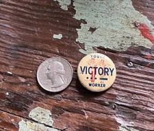 Vintage WW11 Era Youth Victory Worker Pinbac Button Trades Council Patriotic