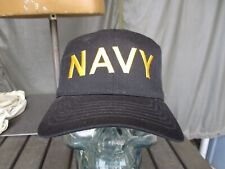 Vtg 1996-2001 USN, Blue Black NAVY Block Letter Recruiting Ship Hat, Deck Hat picture