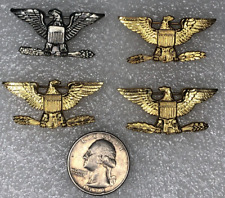 Vintage EAGLE COLONEL Insignia USAF Pins Silver NS. Meyer & Gold G-22 Air Force picture