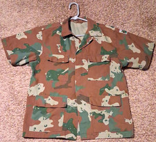 South Africa Flag Patch Camo Short Sleeve BDU Jacket/Shirt w/ Pockets