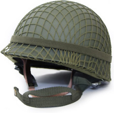 WWII US WW2 M1 Helmet Steel Shell with Net Cover Chin Strap picture