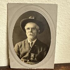 Cabinet Card of a Civil War Veteran Wearing his GAR Medal – Badge W/ Hat picture