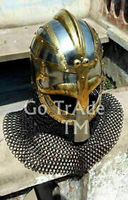 Brass & Steel Helmet Medieval Viking Armor 18 Gauge l German Helmet Costume picture