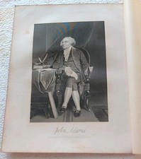 Antique Engraving American  Revolutionary War Hero President John Adams1861 Orig
