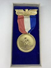 1957 Nat'l Board PRP Rifle Match Blackinton Medal 36mm Bronze R/W/B Ribbon/ case picture