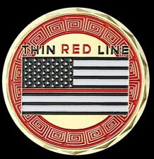 Firefighter, Fire Rescue, Thin Red Line, Challenge Coin, Gold,  picture