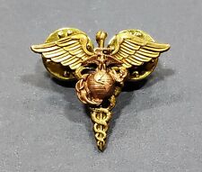 Medical USMC Corpsman Collar Brass Badge Pin EGA Marine Military Medic Insignia picture