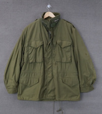 VTG US Army Olive Green OG 107  Cotton Sateen Field Jacket w/ Hood Men L Regular picture