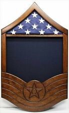 AIR FORCE MASTER SERGEANT MSGT MILITARY WOOD SHADOW BOX MEDAL DISPLAY CASE picture