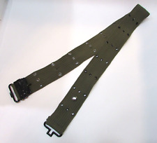 Vintage 1960s Army Green Pistol Belt Horizontal Web Black Steel Buckle Size 46 picture