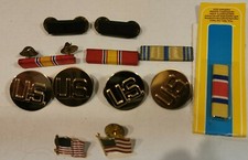 LOT OF 12 US ARMY DISC COLLAR DISK pin national defense Ribbon LT rank Officer