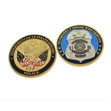 Veterans Affairs Police Officer Badge Challenge Coin Gold Plate 3D VA Military