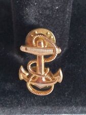 Vintage US Navy Cadet Midshipman's Anchor Gold Tone Hat Badge Screwback Pinback picture