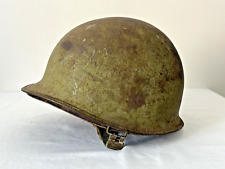 ORIGINAL WWII US ARMY M1 HELMET SHELL REAR Edge Seam ORIGINAL PAINT & LINER picture