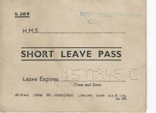 Vintage WWII-Short Leave Pass-Royal Naval Barracks-1945-CHAT picture