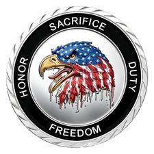 Flag Freedom Eagle in Gold Honoring Our Veterans and Active-Duty Service Members