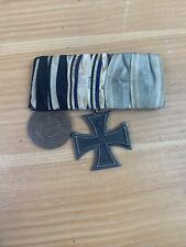 WWI German medal bar Rare Ribbon 2 Medals 1814 Iron Cross And ?? picture