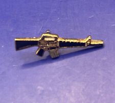 AR Enamel Hat Pin Lapel Black / Gold 1” Military Rifle Tie Tac picture