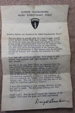 WW2 Eisenhower D-Day Invasion Letter, Double Sided Copy from Original Letter  picture