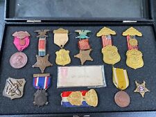 Private Sale. GAR Ribbon Medals Lot Of 12 Post Civil War 1866 & More W/case picture