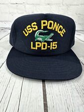 USS PONCE LPD-15 Alligator US Navy Snapback Hat Cap Made in USA VTG VGC picture