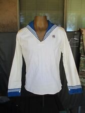 Vtg Soviet USSR, Russian Navy White Crackerjack Uniform Top, Shirt with Patches picture